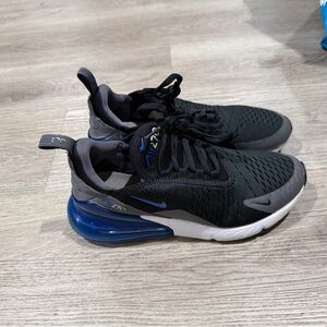 Nike Air Max 270 Black and Blue Athletic Shoes